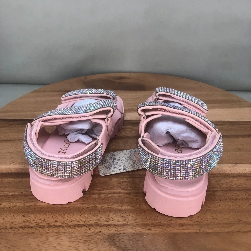 Mudd Muddygirl Pink Rhinestone Embellished Chunky Sole Sport Sandals Toddler 12